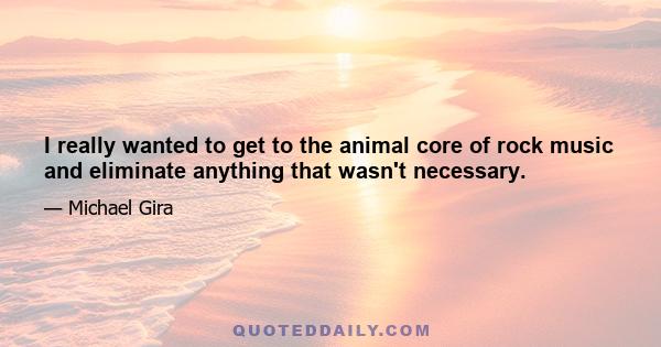 I really wanted to get to the animal core of rock music and eliminate anything that wasn't necessary.