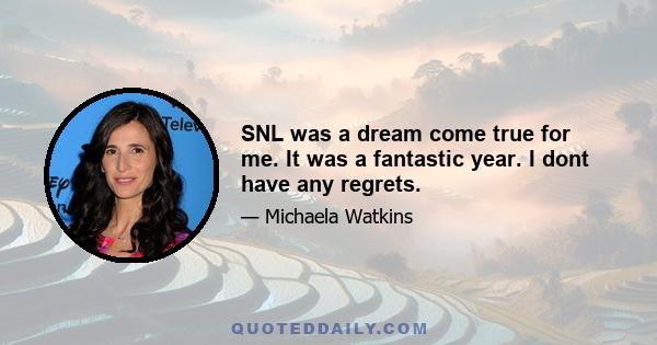 SNL was a dream come true for me. It was a fantastic year. I dont have any regrets.