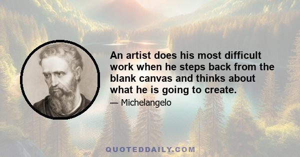 An artist does his most difficult work when he steps back from the blank canvas and thinks about what he is going to create.