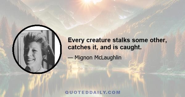 Every creature stalks some other, catches it, and is caught.