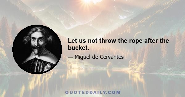 Let us not throw the rope after the bucket.