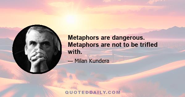 Metaphors are dangerous. Metaphors are not to be trifled with.
