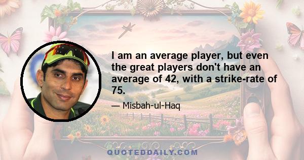 I am an average player, but even the great players don't have an average of 42, with a strike-rate of 75.