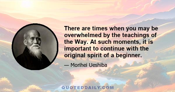 There are times when you may be overwhelmed by the teachings of the Way. At such moments, it is important to continue with the original spirit of a beginner.