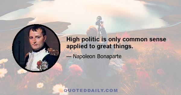 High politic is only common sense applied to great things.