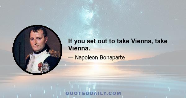 If you set out to take Vienna, take Vienna.