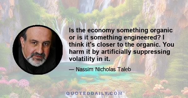 Is the economy something organic or is it something engineered? I think it's closer to the organic. You harm it by artificially suppressing volatility in it.