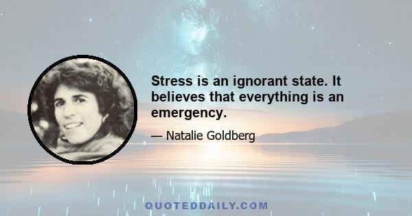 Stress is an ignorant state. It believes that everything is an emergency.