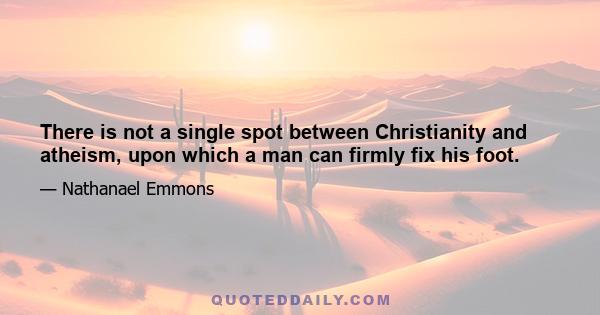 There is not a single spot between Christianity and atheism, upon which a man can firmly fix his foot.