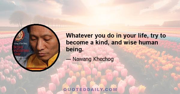 Whatever you do in your life, try to become a kind, and wise human being.