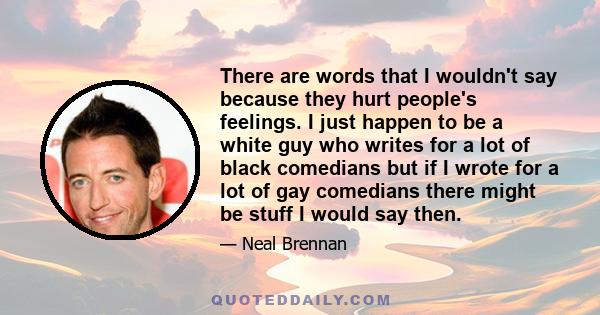 There are words that I wouldn't say because they hurt people's feelings. I just happen to be a white guy who writes for a lot of black comedians but if I wrote for a lot of gay comedians there might be stuff I would say 