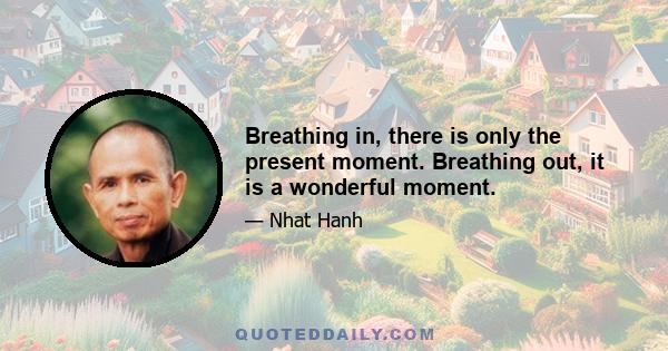 Breathing in, there is only the present moment. Breathing out, it is a wonderful moment.