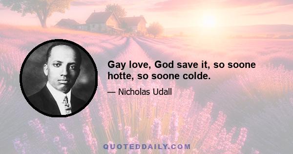 Gay love, God save it, so soone hotte, so soone colde.