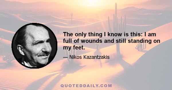 The only thing I know is this: I am full of wounds and still standing on my feet.