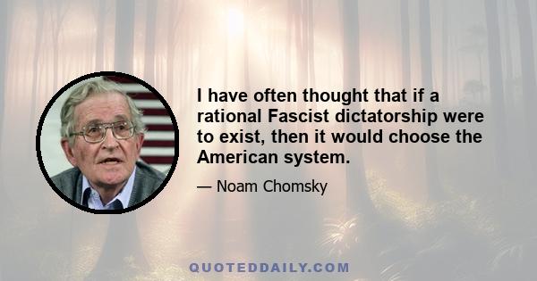 I have often thought that if a rational Fascist dictatorship were to exist, then it would choose the American system.