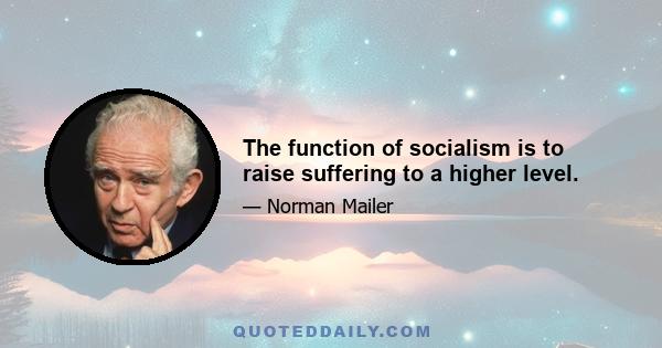 The function of socialism is to raise suffering to a higher level.