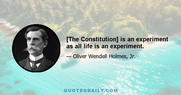 [The Constitution] is an experiment as all life is an experiment.