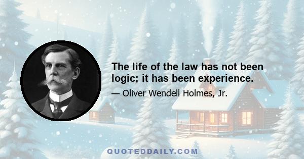 The life of the law has not been logic; it has been experience.