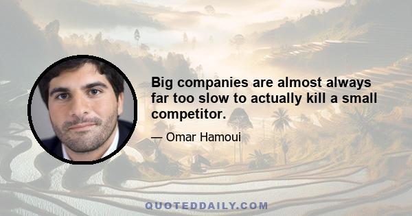 Big companies are almost always far too slow to actually kill a small competitor.