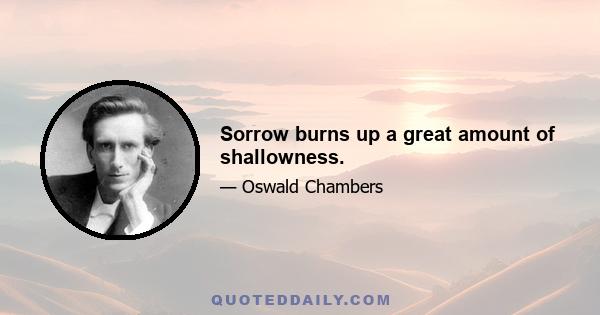 Sorrow burns up a great amount of shallowness.