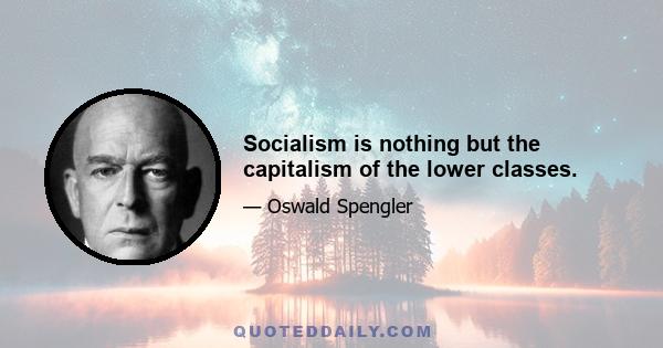 Socialism is nothing but the capitalism of the lower classes.