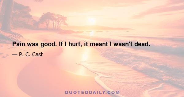 Pain was good. If I hurt, it meant I wasn't dead.