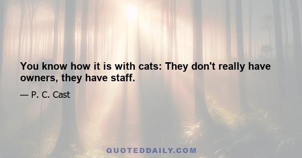 You know how it is with cats: They don't really have owners, they have staff.