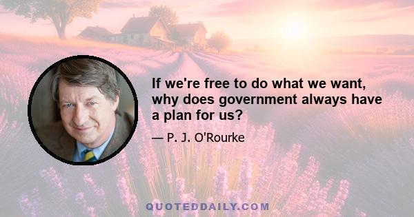 If we're free to do what we want, why does government always have a plan for us?