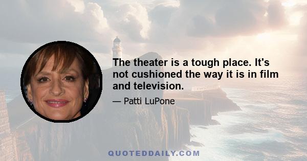 The theater is a tough place. It's not cushioned the way it is in film and television.