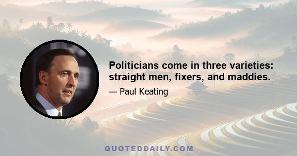 Politicians come in three varieties: straight men, fixers, and maddies.