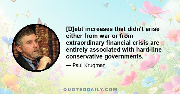 [D]ebt increases that didn't arise either from war or from extraordinary financial crisis are entirely associated with hard-line conservative governments.