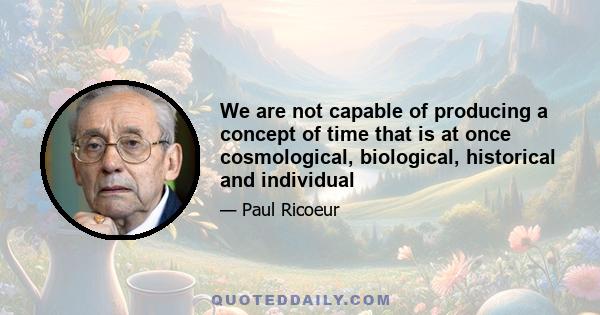 We are not capable of producing a concept of time that is at once cosmological, biological, historical and individual