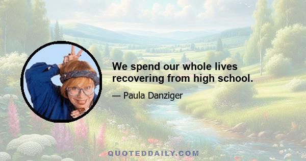 We spend our whole lives recovering from high school.