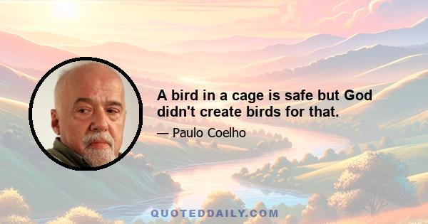 A bird in a cage is safe but God didn't create birds for that.