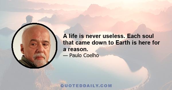 A life is never useless. Each soul that came down to Earth is here for a reason.