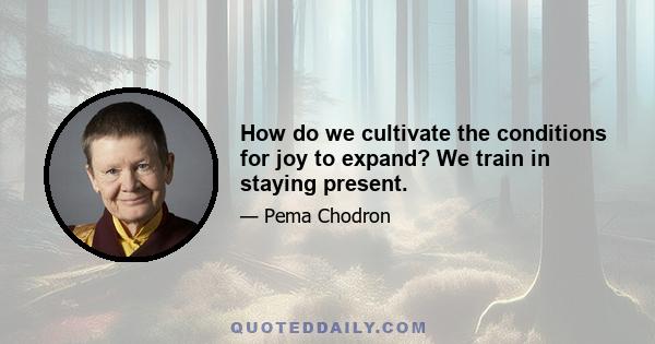 How do we cultivate the conditions for joy to expand? We train in staying present.