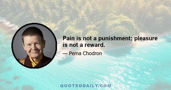 Pain is not a punishment; pleasure is not a reward.