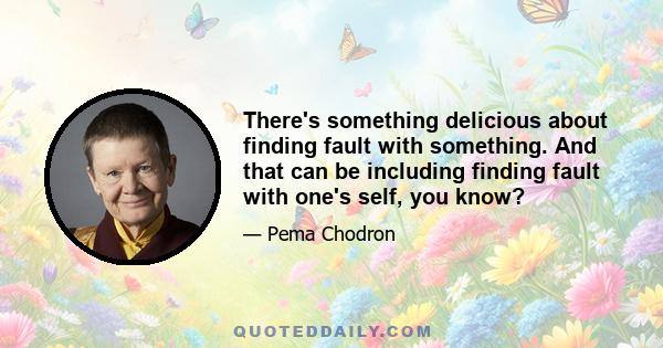 There's something delicious about finding fault with something. And that can be including finding fault with one's self, you know?