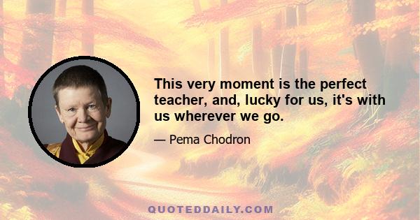 This very moment is the perfect teacher, and, lucky for us, it's with us wherever we go.