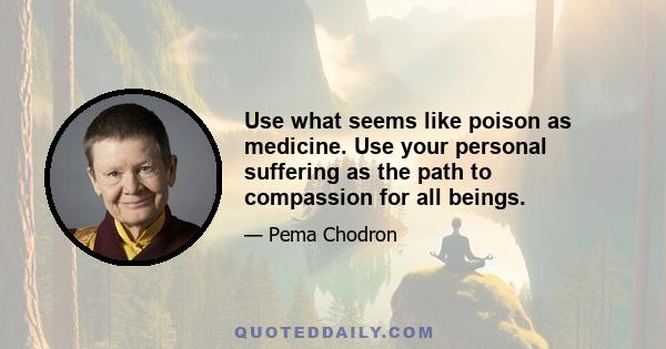 Use what seems like poison as medicine. Use your personal suffering as the path to compassion for all beings.