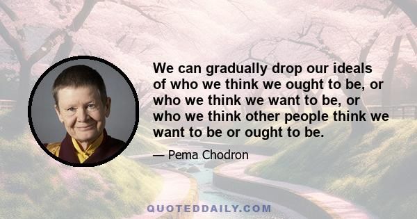 We can gradually drop our ideals of who we think we ought to be, or who we think we want to be, or who we think other people think we want to be or ought to be.