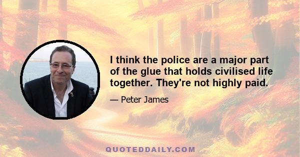 I think the police are a major part of the glue that holds civilised life together. They're not highly paid.