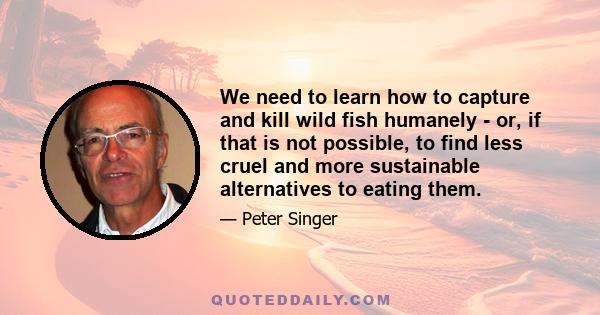 We need to learn how to capture and kill wild fish humanely - or, if that is not possible, to find less cruel and more sustainable alternatives to eating them.