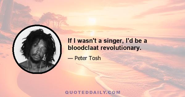 If I wasn't a singer, I'd be a bloodclaat revolutionary.