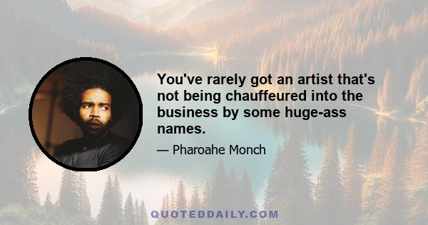 You've rarely got an artist that's not being chauffeured into the business by some huge-ass names.