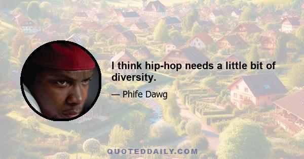 I think hip-hop needs a little bit of diversity.