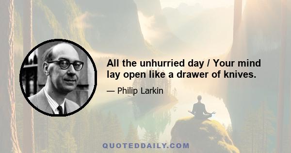 All the unhurried day / Your mind lay open like a drawer of knives.