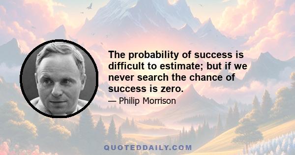 The probability of success is difficult to estimate; but if we never search the chance of success is zero.