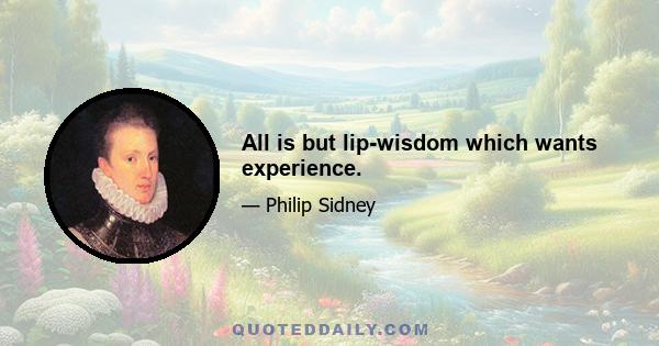 All is but lip-wisdom which wants experience.