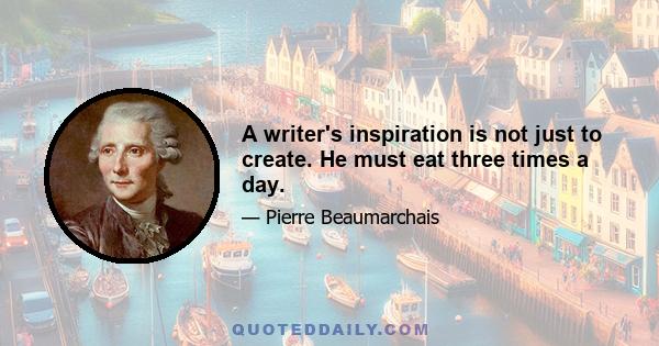 A writer's inspiration is not just to create. He must eat three times a day.